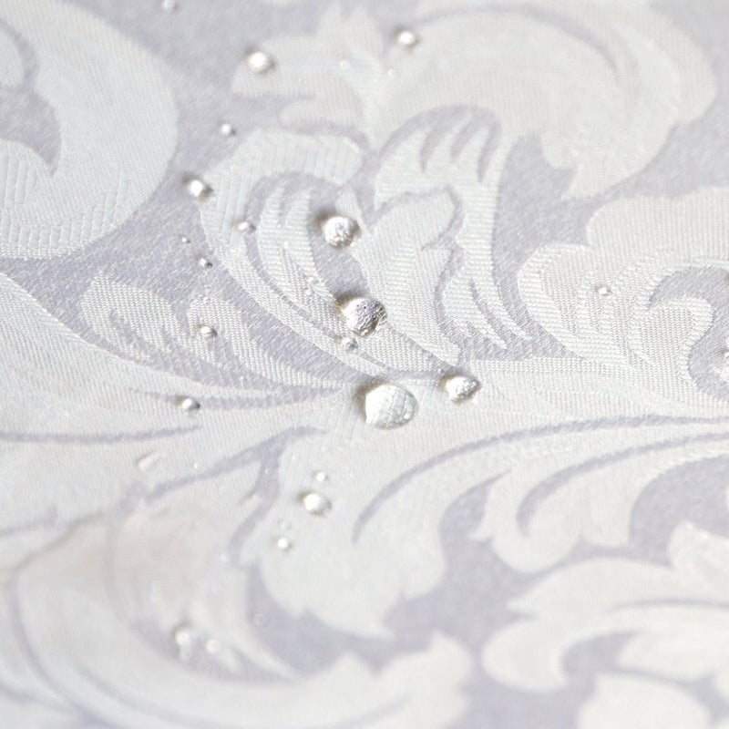 Tektrum Heavy Duty 90 inch Round Damask Jacquard Tablecloth Table Cover - Waterproof/Spill Proof/Stain Resistant/Wrinkle Free - Great for Banquet, Parties, Dinner, Restaurant, Wedding (White) - Image 2